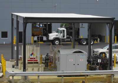 New Compressor with original package relocated with CNG cylinder pods to the right of the photo